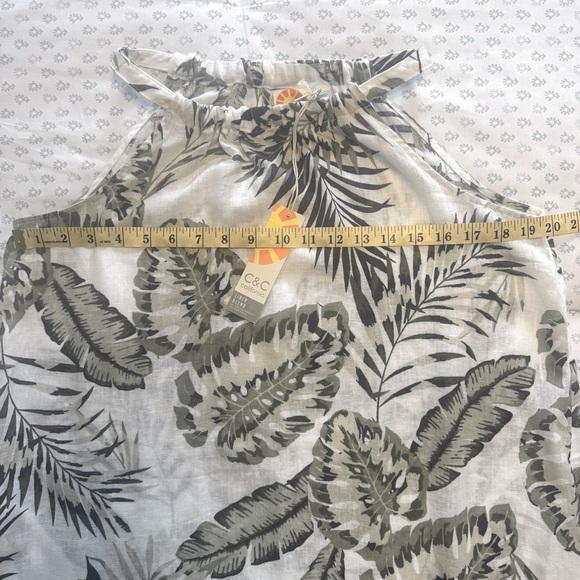 NWT C&C California Linen Blend Tropical Leaf Print Small Dress - Picture 4 of 6